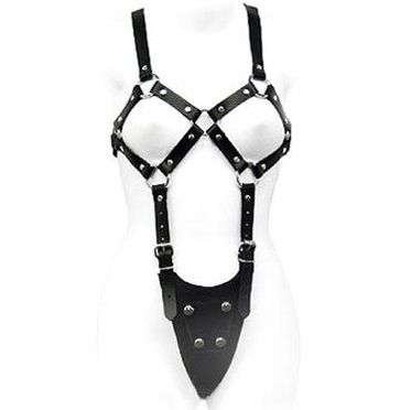 Imbracatura donna regolabile in pelle per dildo esposto S-LX